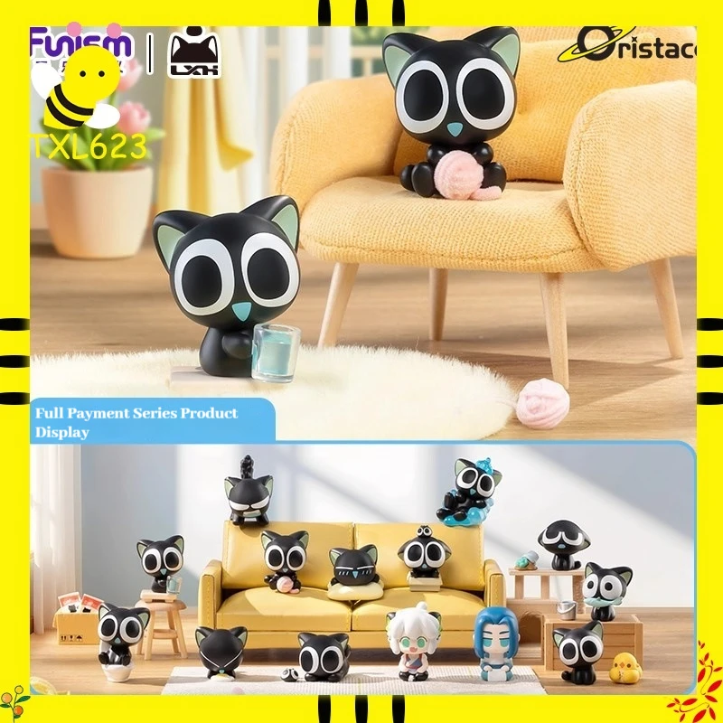 Mais recente modelo funismo luo xiaohei série diária kawaii pequenas figuras de partículas série caixa cega boneca colecionável brinquedos de ação figura