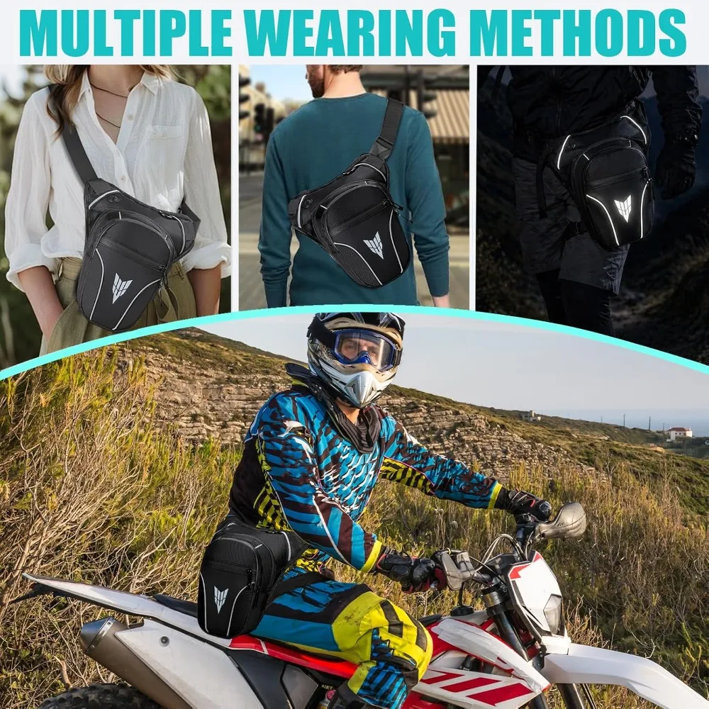 Oxford Waist Pack Motorcycle Drop Leg Bag for Men Women Thigh Waist Bum Hip Fanny Belt Bag Cell/Mobile Phone Purse Pouch Outdoor Travel Hiking Cycling Tactical Outdoor Sports Daypack