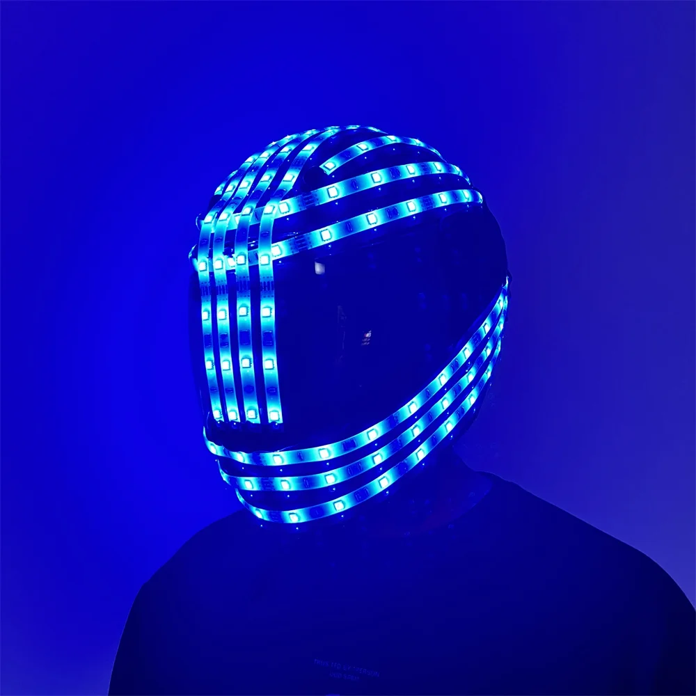 Magicool New Design RGB Led Riding Armor Hemet DJ Bar Stage Dance Robot Headwear Hat Performance Show Laser Costumes Gloves