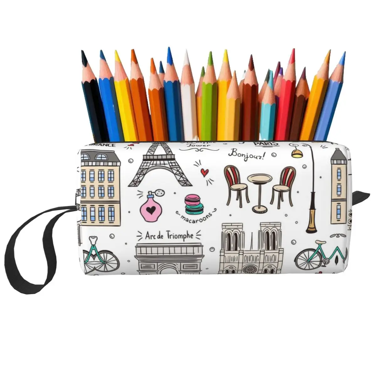 

Париж узор цвета пенал для Studen коробка для ручек пенал канцелярские принадлежности дорожная женская косметичка органайзер чехол