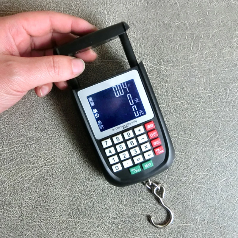Imagem -02 - Escala de Peixe Retroiluminado Lcd 20kg Escala de Pesca com Calculadora Luz uv Balança Eletrônica Digital Pendurado Gancho Escala