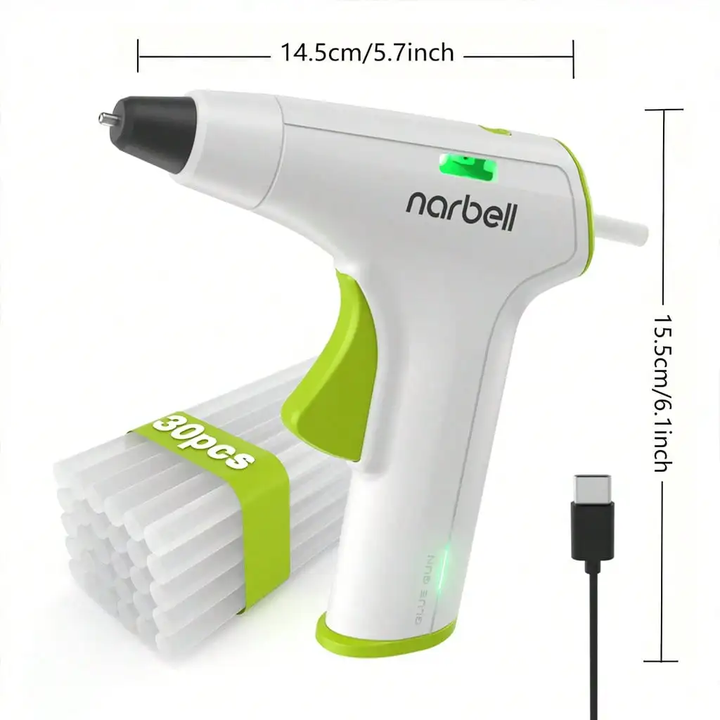 4V Cordless Glue Gun Kit With 30 Pcs Sticks,12s Preheating, 2Ah Battery, Less Drip Nozzle, Auto Shut-Off, For School Crafts DIY/ Arts Project/ Home Repairs/ Decorations