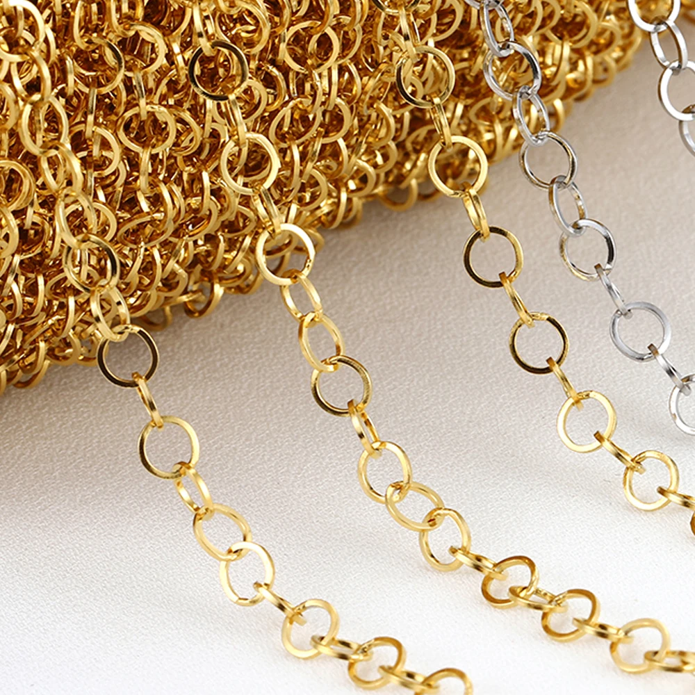 2Meters Stainless Steel Round Circle Chain O Shape Chains for Necklace Bracelet Jewelry Making DIY Findings Handmade Supplies