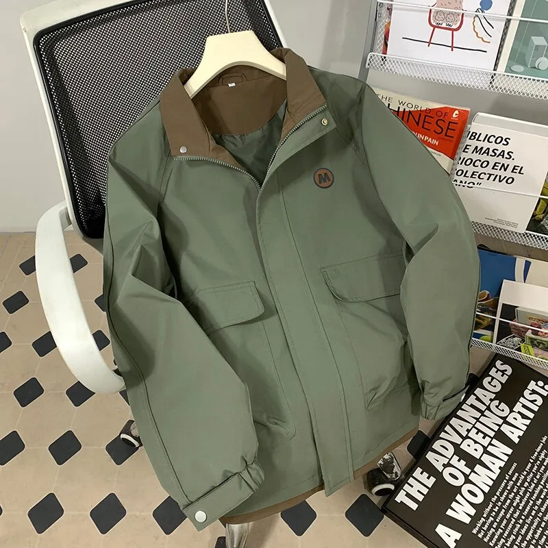 

Мужская повседневная куртка осень-зима, легкая теплая ветровка, пальто на молнии с воротником-стойкой, уличная одежда, большие размеры