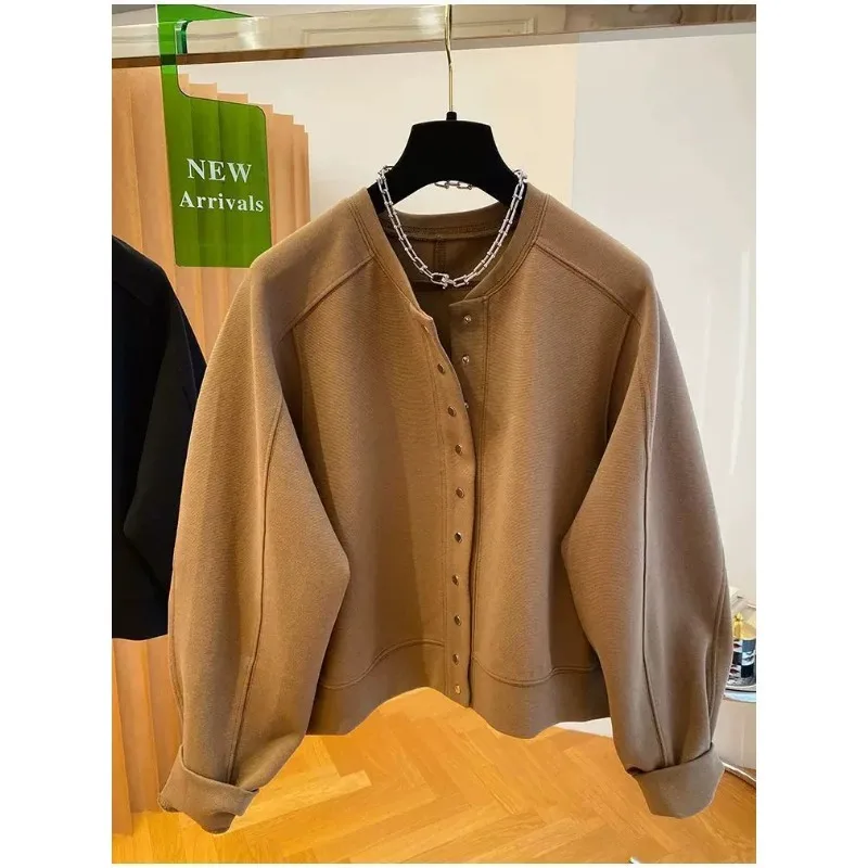 

Повседневная красная куртка Ancora, женская весенне-осенняя свободная высококачественная тонкая толстовка, кардиган