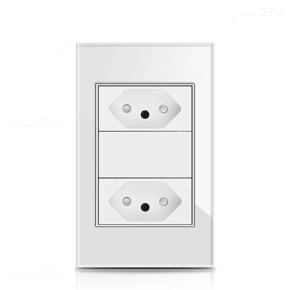 DELEFU 4*2 Tempered Glass Brazil Standard Outlet Double Socket Switzerland 10A 20A White Black Gold Gray Blank board