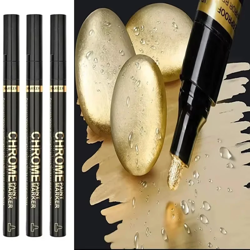 1-12 Stück Chrom-Spiegelmarker-Set Wasserfeste DIY Reflektierende Farbstifte Gold Silber Marker Modellmalerei Kunstmarker Zubehör