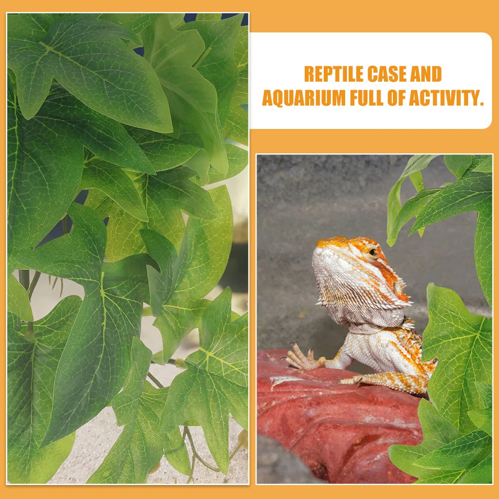 

2Pcs Hanging Plant Ornament for Terrarium Reptile Hideout Decor with Suction Cups Lifelike Artificial Leaves Safe for Aquarium