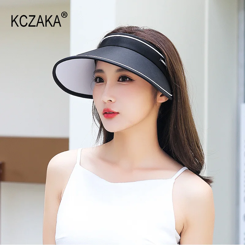 Women's Sun Hat Summer Outdoor Empty Top Shade Sun Protection Beach Hats for Ladies Collapsible Portable Wide Brim Visor Hat