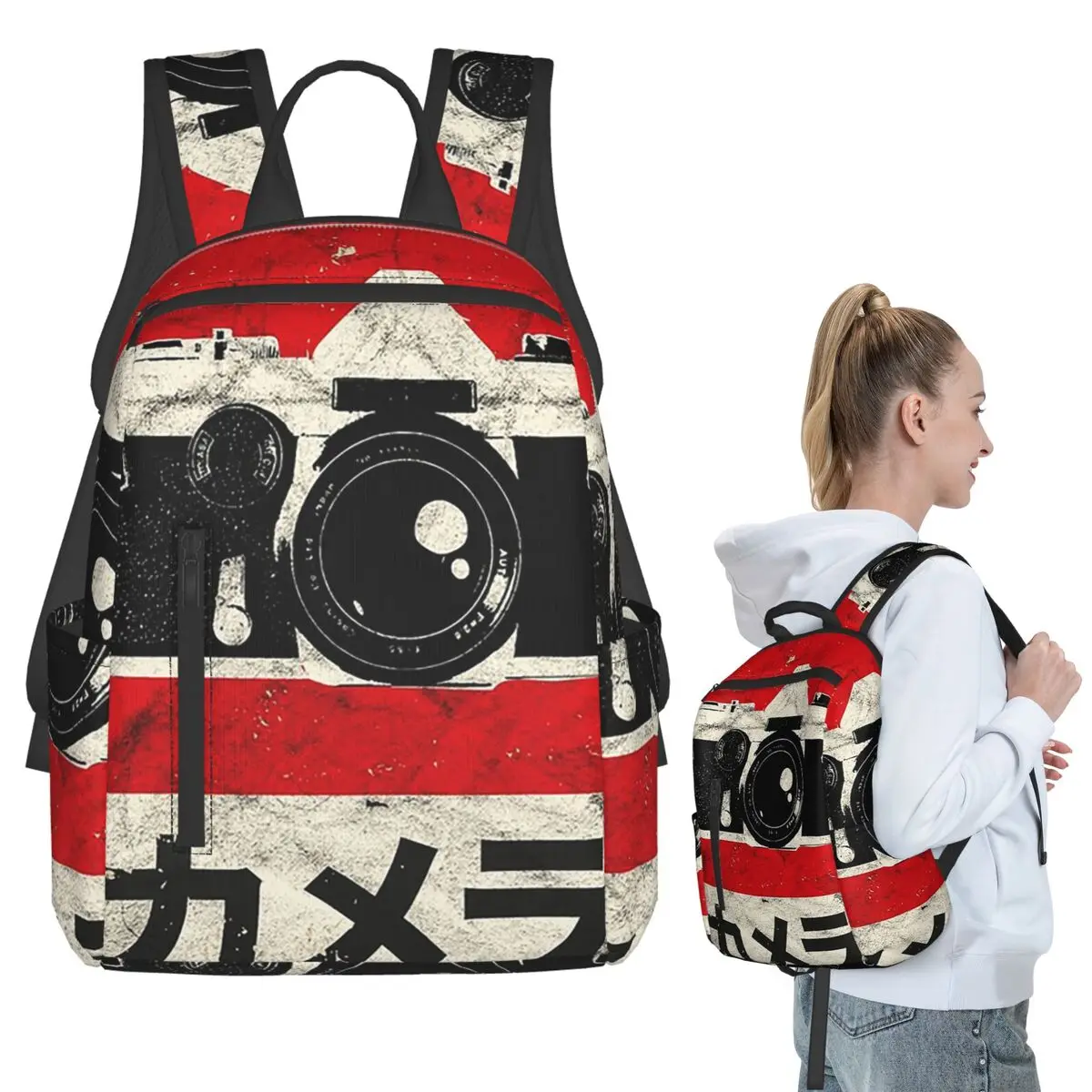

Retro Camera Artistic Backpack Student BookBag Kids School Bag Laptop Shoulder Bags Boys Girls
