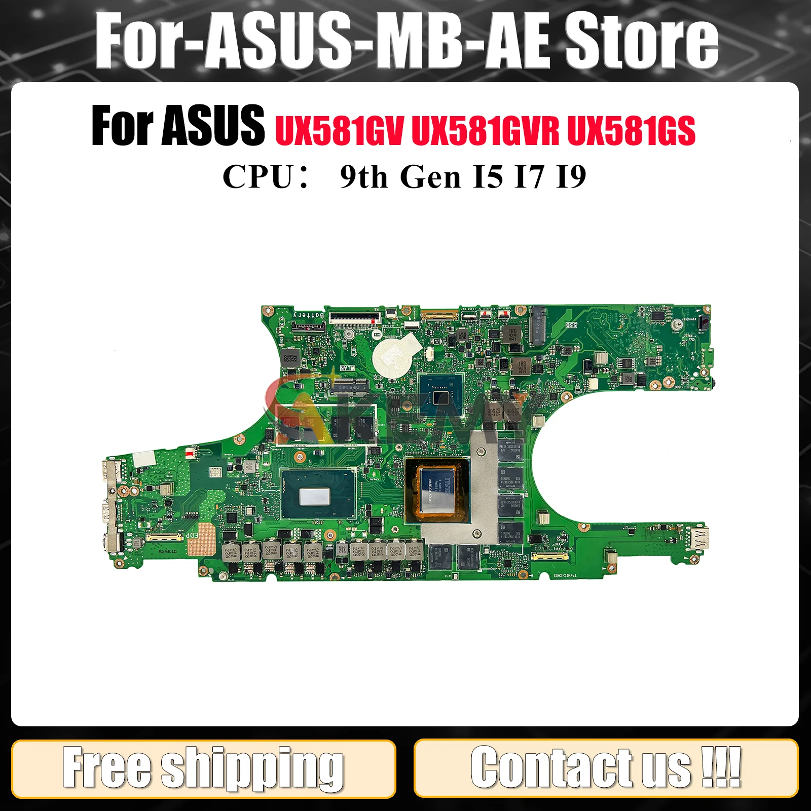 

UX581GV Laptop Motherboard For ASUS ZenBook UX581GS UX581GVR VM581L UM581L UX581GV UX581 Notebook Mainboard With I5 I7 I9 CPU