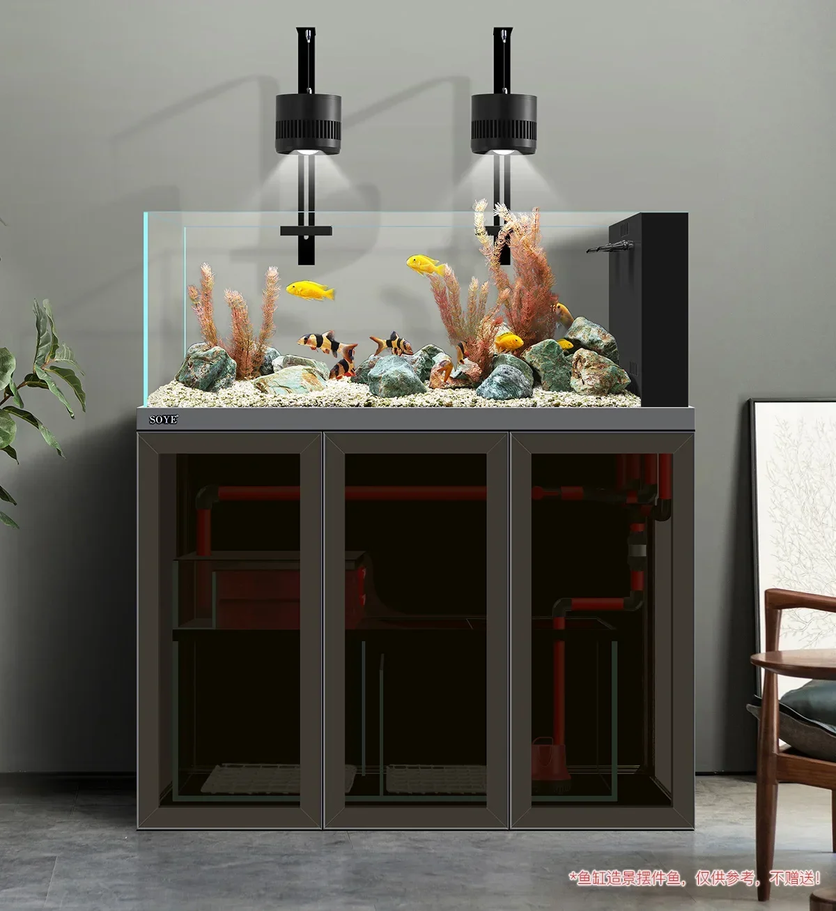 

A Industrial style stream tank landscaping aquatic plants ecological super white medium and large bottom filter aquarium
