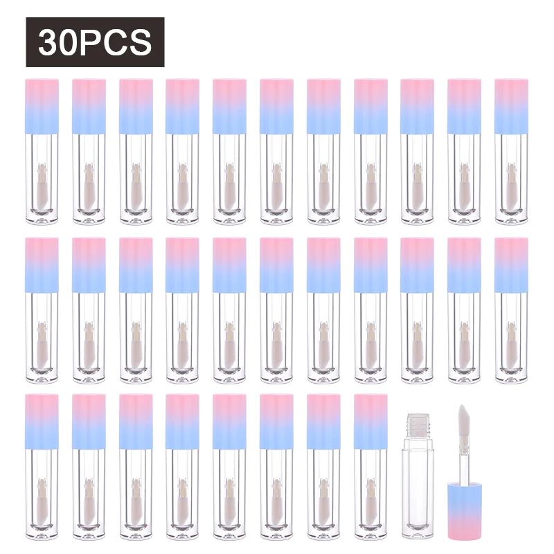 CAIYA 5ml สีฟ้าสีชมพูที่ว่างเปล่าลิปกลอส DIY พลาสติกลิปสติกคอนเทนเนอร์รอบ Lipgloss Lip Balm ขวดโลโก้ที่กําหนดเอง