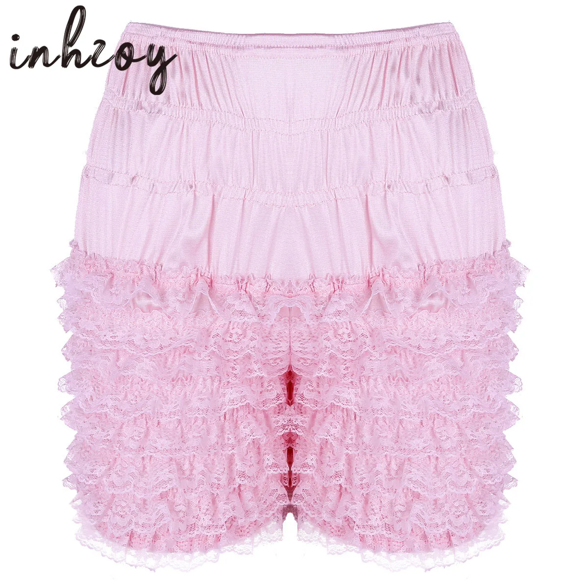 Womens Ruffle Lace Bloomers Shorts Sissy Layered Frilly Knickers Girls Lolita Ruffled Puff Bowknot Dance Shorts Underwear