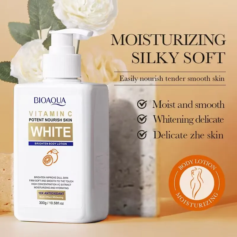 Body MilkVC Whitening  moisturizing body lotion with Vitamin C, hydrating and nourishing skin with long-lasting fragrance300ML,