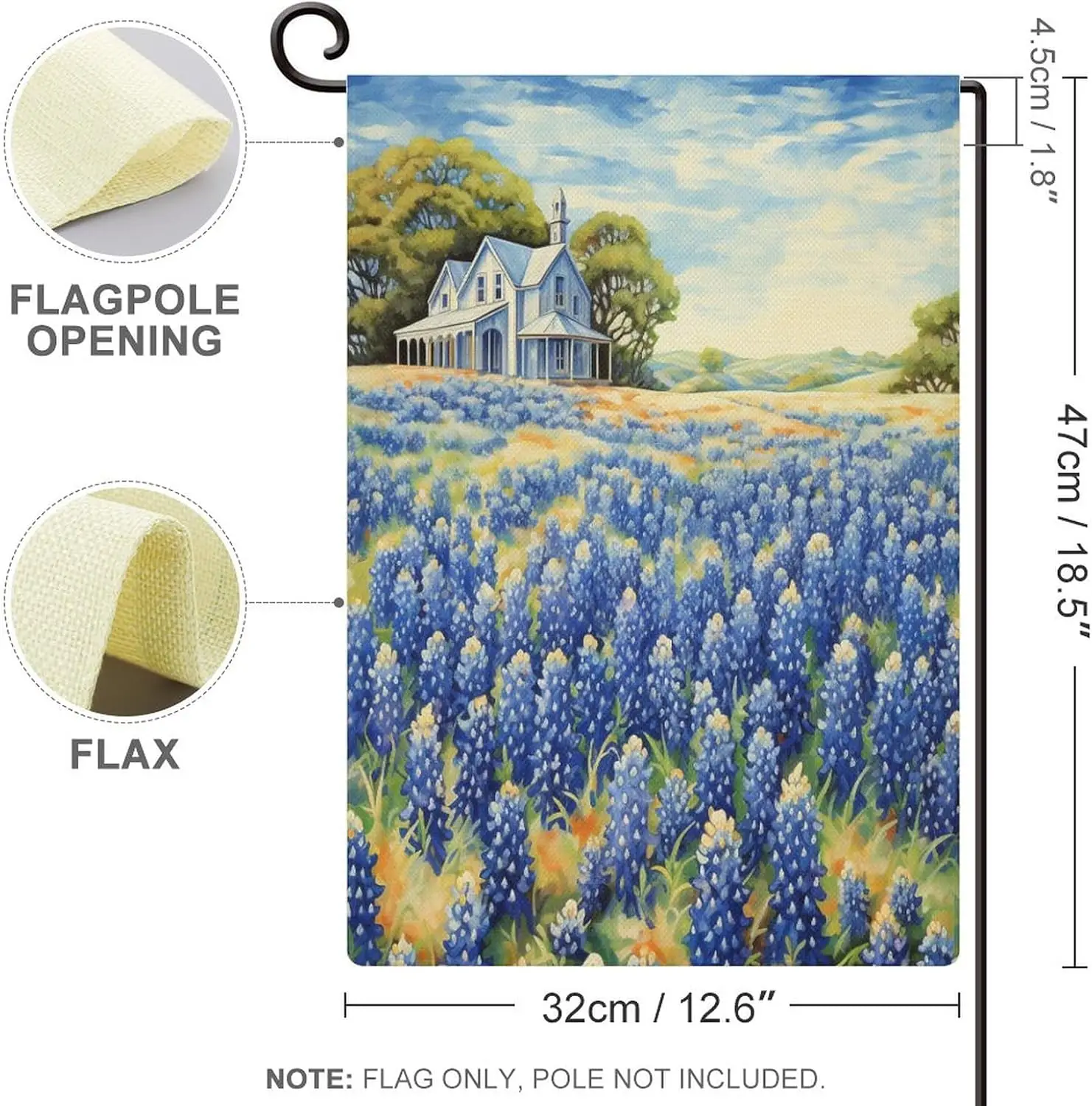 Garden Flags Bluebonnets Field Seasonal Welcome Outdoor Banner Double Sided 12 X 18 Inch Field of Lupin Wildflowers Yard Flag fo