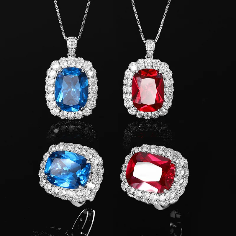 

Jewelry set with diamond-plated jade and colorful gemstones for women 12*16