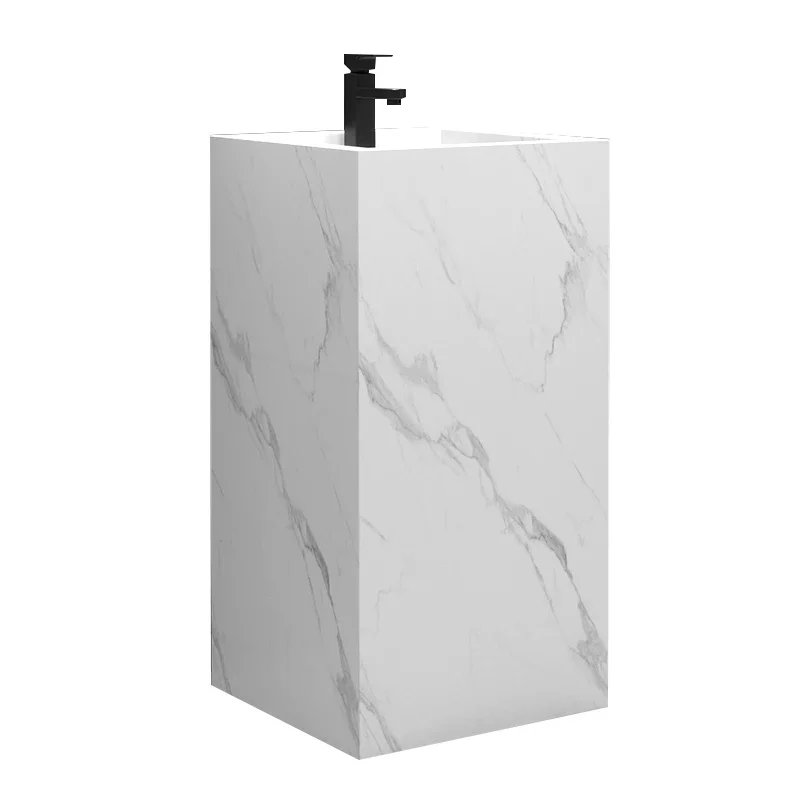 

Luxury rock slab integrated basin column basin bathroom cabinet combination floor-to-ceiling wash sink face