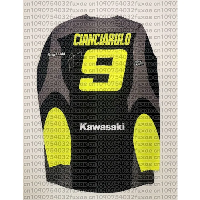 

Summer Men's Long Sleeve round Neck T-Shirt Kawasaki 9# Motorcycle Print Breathable Quick Dry Comfortable Sports Top