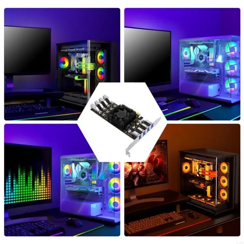 

D5BB Highly Speed USB3.2 PCIe Expansion Card with 8Port for PC 5Gbps Speed Adapter