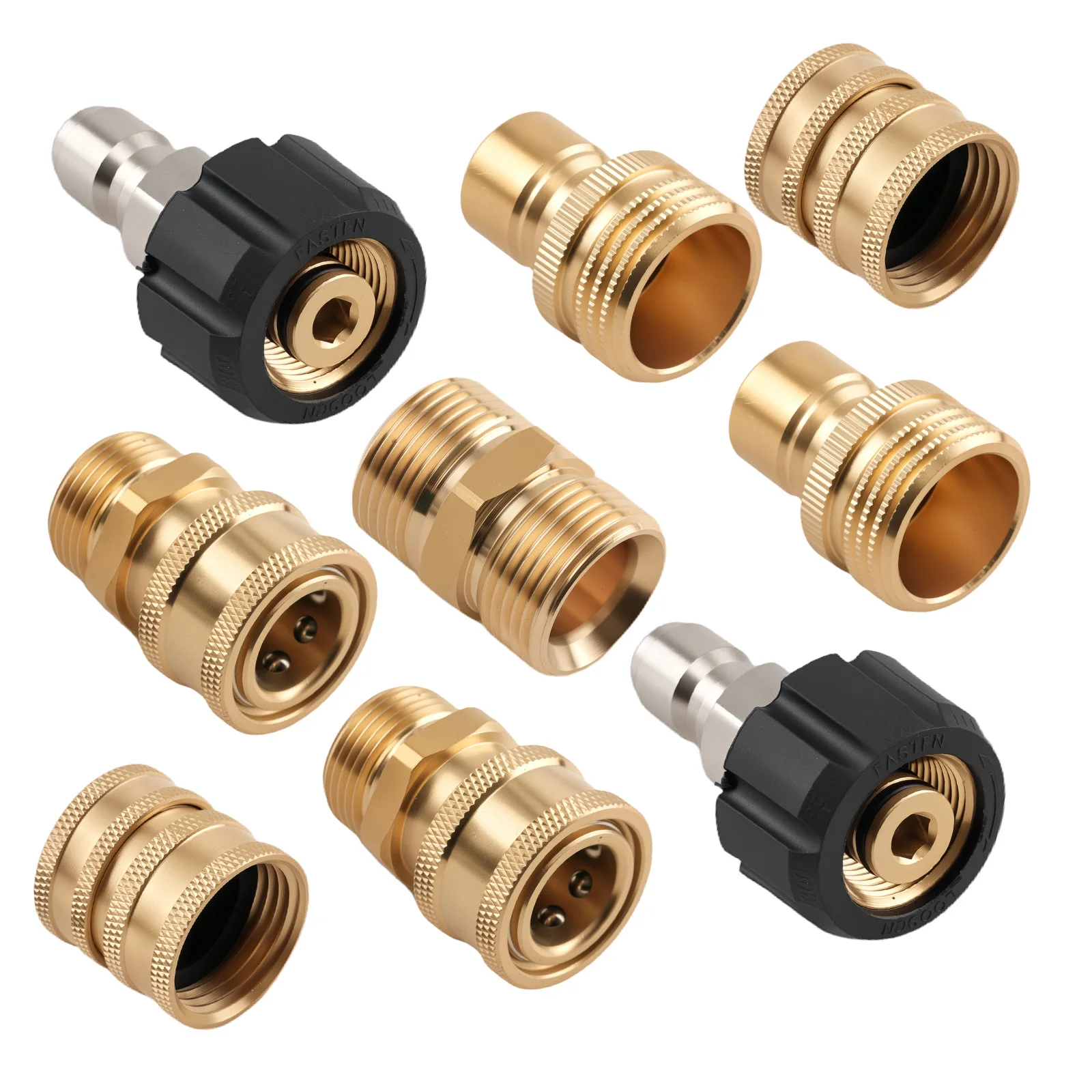 

M22 14mm Brass Pressure Washer Adapter Quick Connect Universal Fitting Set 9PC