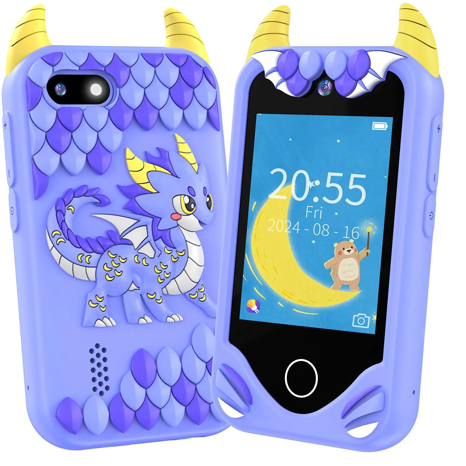 โทรศัพท์สำหรับเด็ก ใช้งานหน้าจอสัมผัส กล้อง 48MP รองรับการบันทึกวิดีโอความละเอียด 1080P HD มาพร้อมการ์ดหน่วยความจำ 64GB และเครื่องอ่านการ์ด