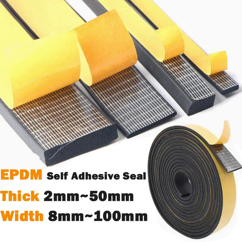

EPDM Self Adhesive Sponge Seal Strip Rubber Black Foam Strong Single-sided Adhesive Soundproof Anti-collision Seal Gasket