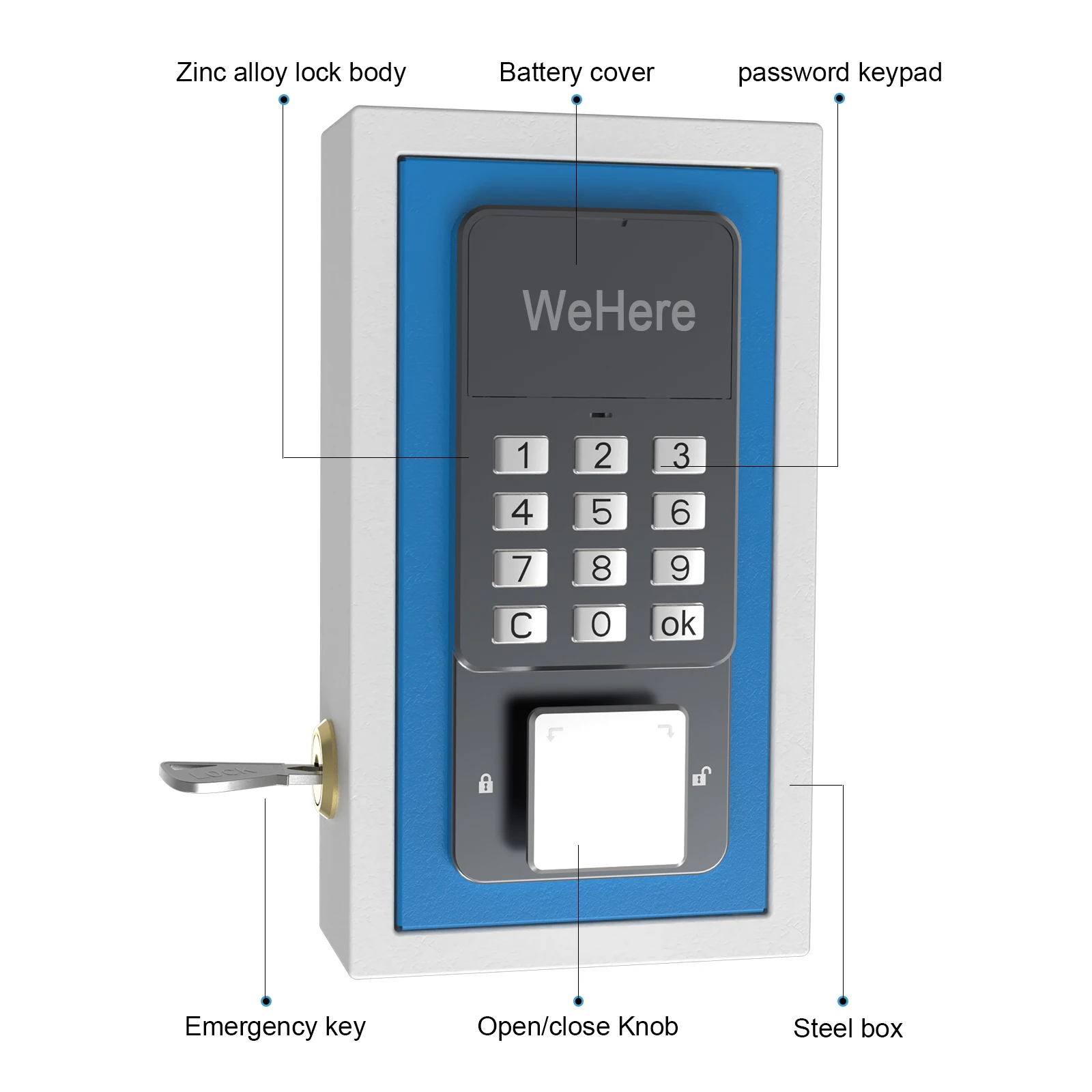 Caixa de armazenamento segura para chaves Bluetooth para armário de gerenciamento de chaves inteligentes de escritório escolar de hotel com fechadura digital