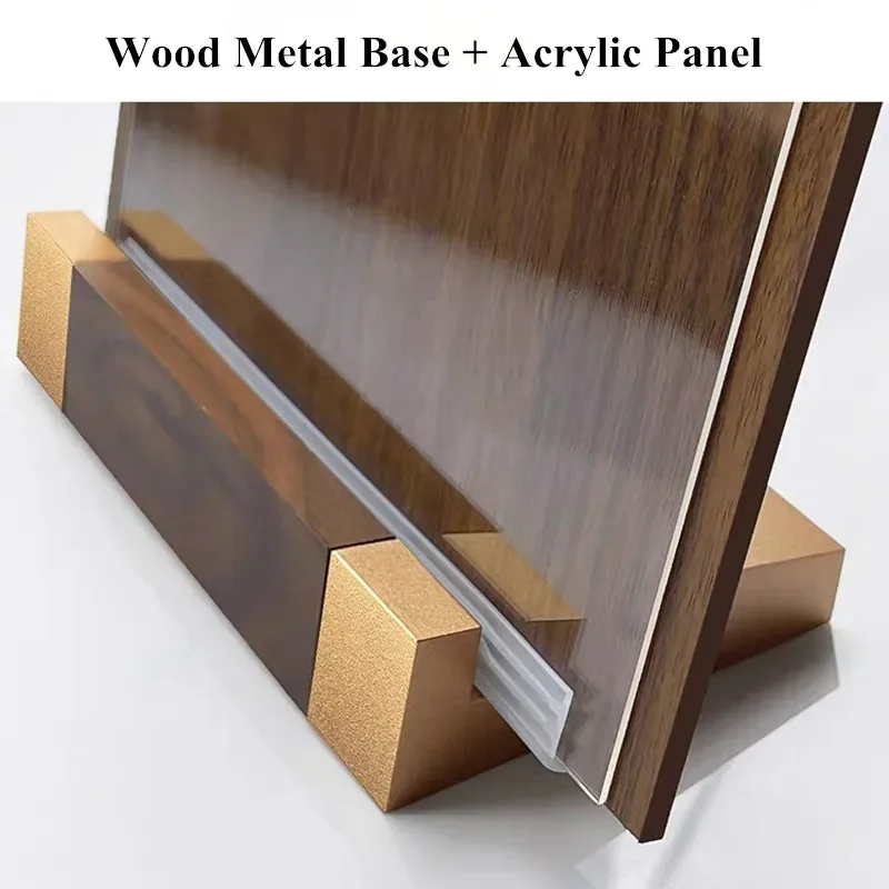 100x150mm L Shape Acrylic Sign Holder Display Stand Restaurant Table Menu Paper Holder Board Wood Photo Picture Poster Frame A6