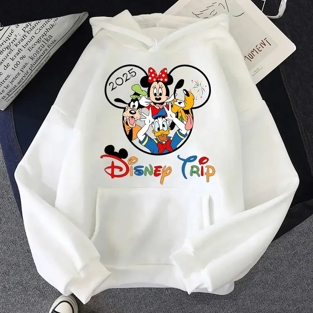 Cartoon Mouse Family Trip Printed Hoodie 2025 Women\'s Sweatshirts Pullover Tops Fashion Hoodies Autumn Winter Streetwear Clothes