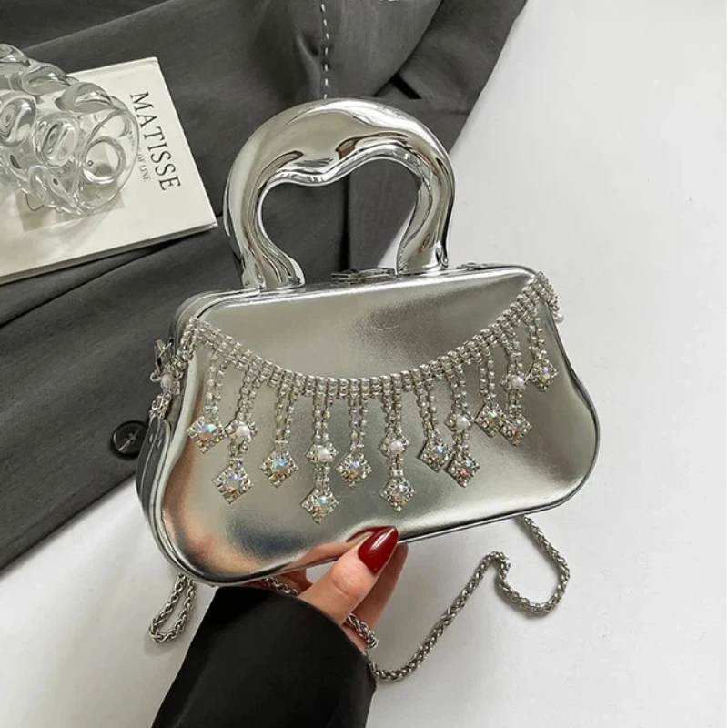 

Сумки с кисточками для женщин, новинка 2023 года, роскошная вечерняя сумка, кожаный модный клатч, цепочка, вечерние сумки через плечо, женская сумка