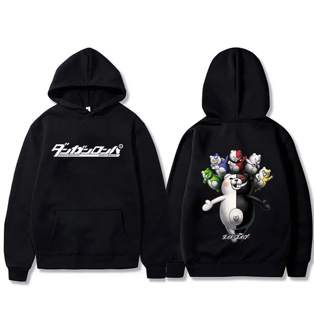 Anime Danganronpa Monokuma Merch Hoodie Men Women Clothing Manga Retro Oversized Sweatshirt Unisex Cosplay Hoodies Streetwear