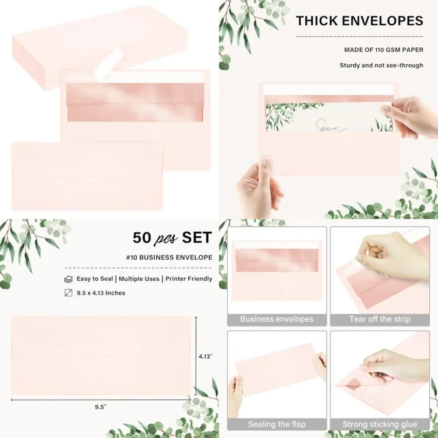 

#10 Business Envelopes, Self Seal Standard Envelopes Lining for Secure Business and Legal Mailing, Office, Checks, Letter, Invo
