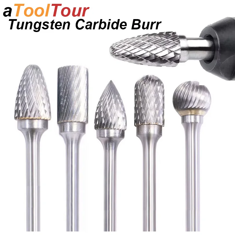 Jeu de fraises en carbure de tungstène, tige de 6 mm (1/4 pouce), double coupe, lime rotative pour meuleuse, pour la découpe du métal, du bois, de la pierre et du plastique