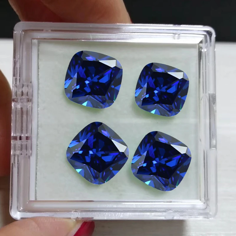 Boxed Pretty Sapphire Square Cut 12×12mm High Hardness Test VVS Loose Gemstones for Jewelry Accessories/Collection/Inlay/Gift