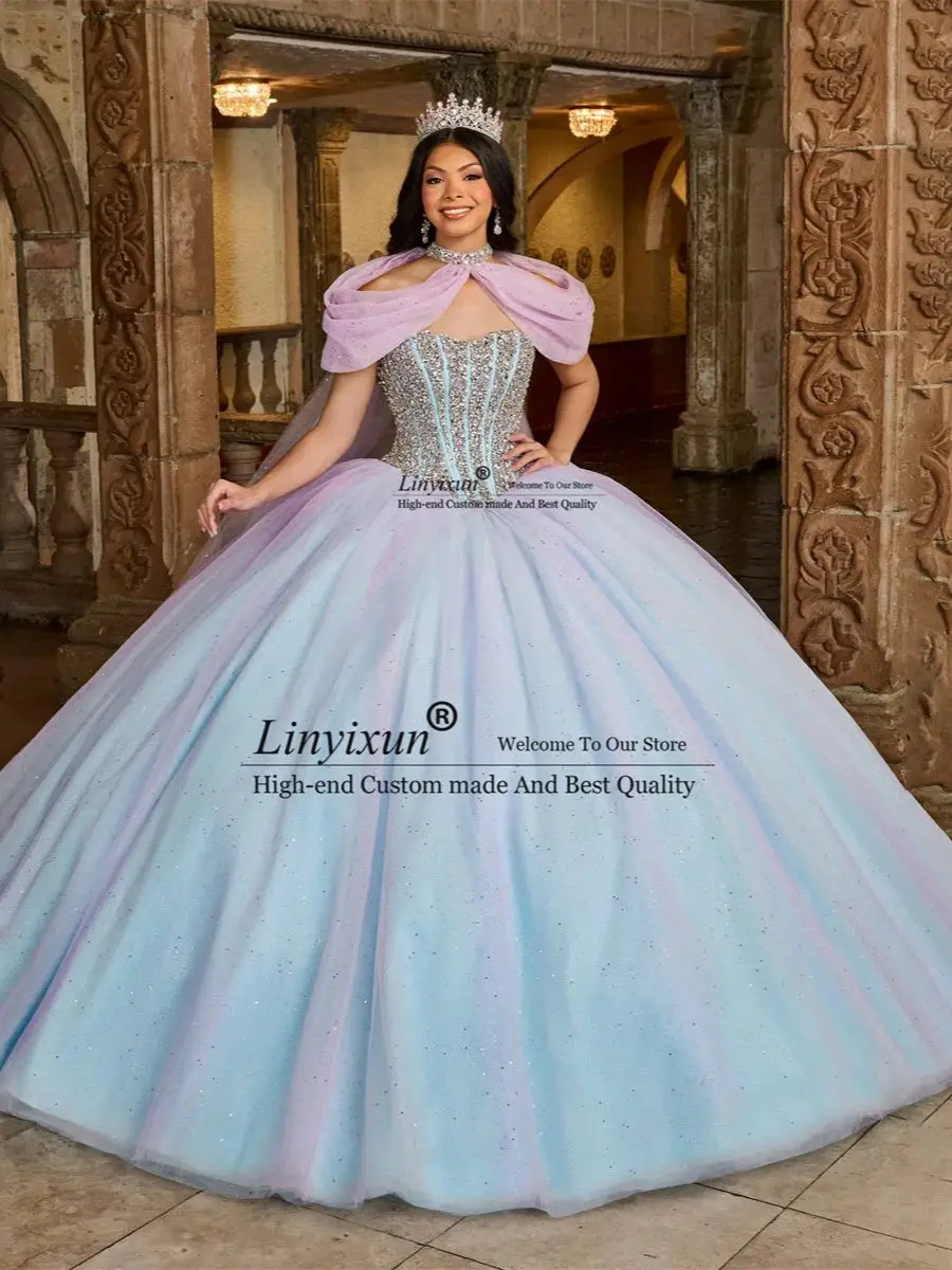 فساتين الأميرة Quinceanera ، ثوب الكرة ، الخرز اللامع ، أحجار الراين ، مسابقة عيد الميلاد ، حلوة 16 فستان ، فساتين فاخرة ، حفلة 15