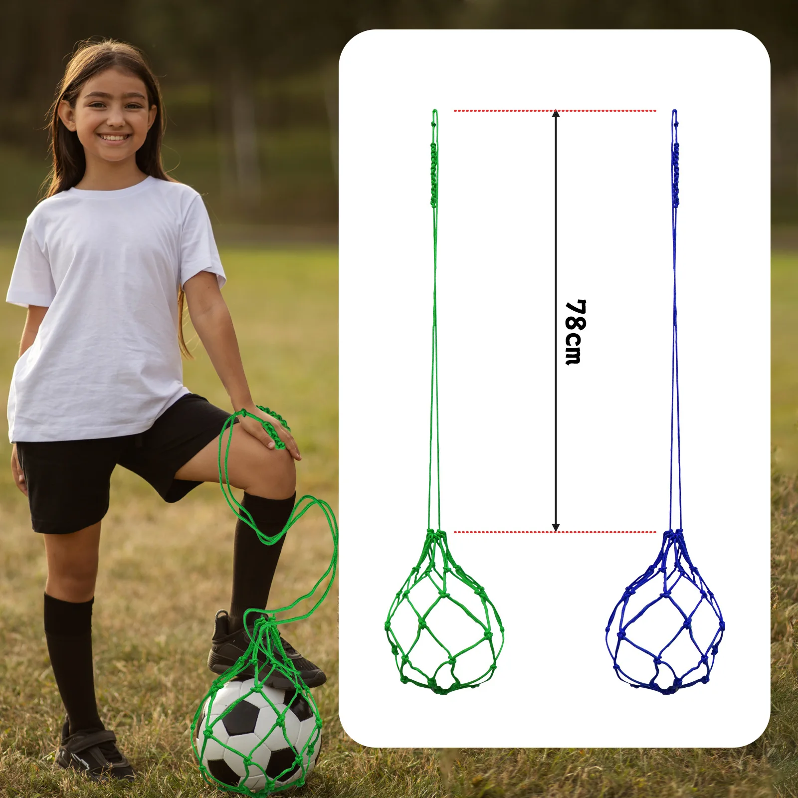 2Pcs Football Kick Trainer Elastic Reinforced Nylon Folding Football Training Juggling Net for Kicking Practice Blue