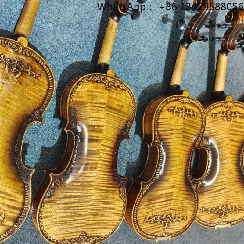Handmade Acoustic Violin with Ebony Fingerboard Spruce Top and Maple Sides for Performance Examination and Solo Use