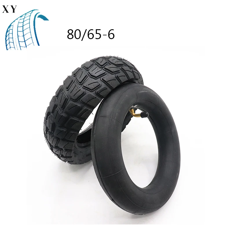 10x3.0 80/65-6 Tires Inner Tube Camera with 90 Valve Stem Thicken Widen Off-road Tyre with Grooved Surface for Electric Scooter