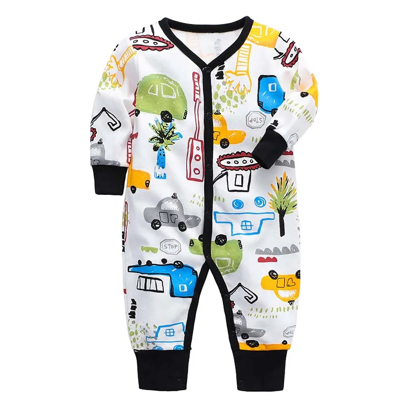 Newborn Footed Pajamas Girl and Boy Romper Long Sleeve Jumpsuit Cotton Solid White Fashion 0-12 Months Baby Clothes