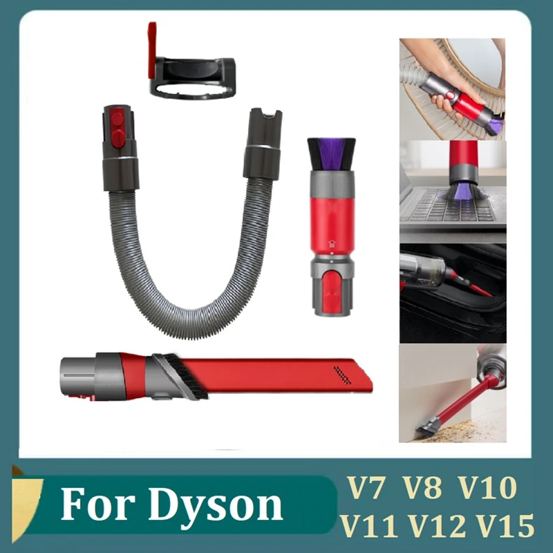 

For Dyson V7 V8 V10 V11 V12 V15 Vacuum Cleaner Parts Traceless Dust Removal Soft Brush+Crevice Cleaning Brush+Hose+Switch Lock