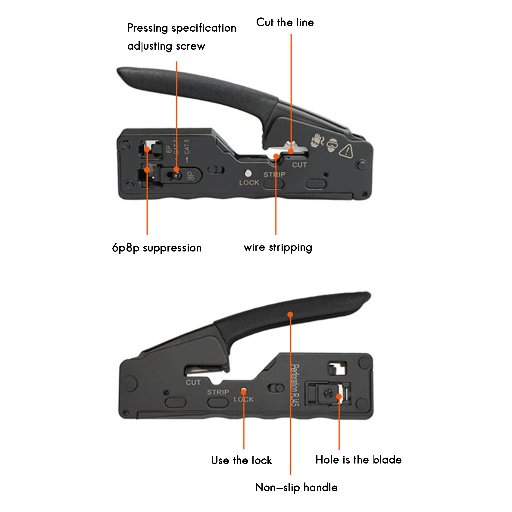 Network Cable Crimper RJ45 Crimp Tool Cutter Stripper for Rj45 Cat7 Cat6 Cat5 Rj11 Rj12 Connector Crimper Pliers