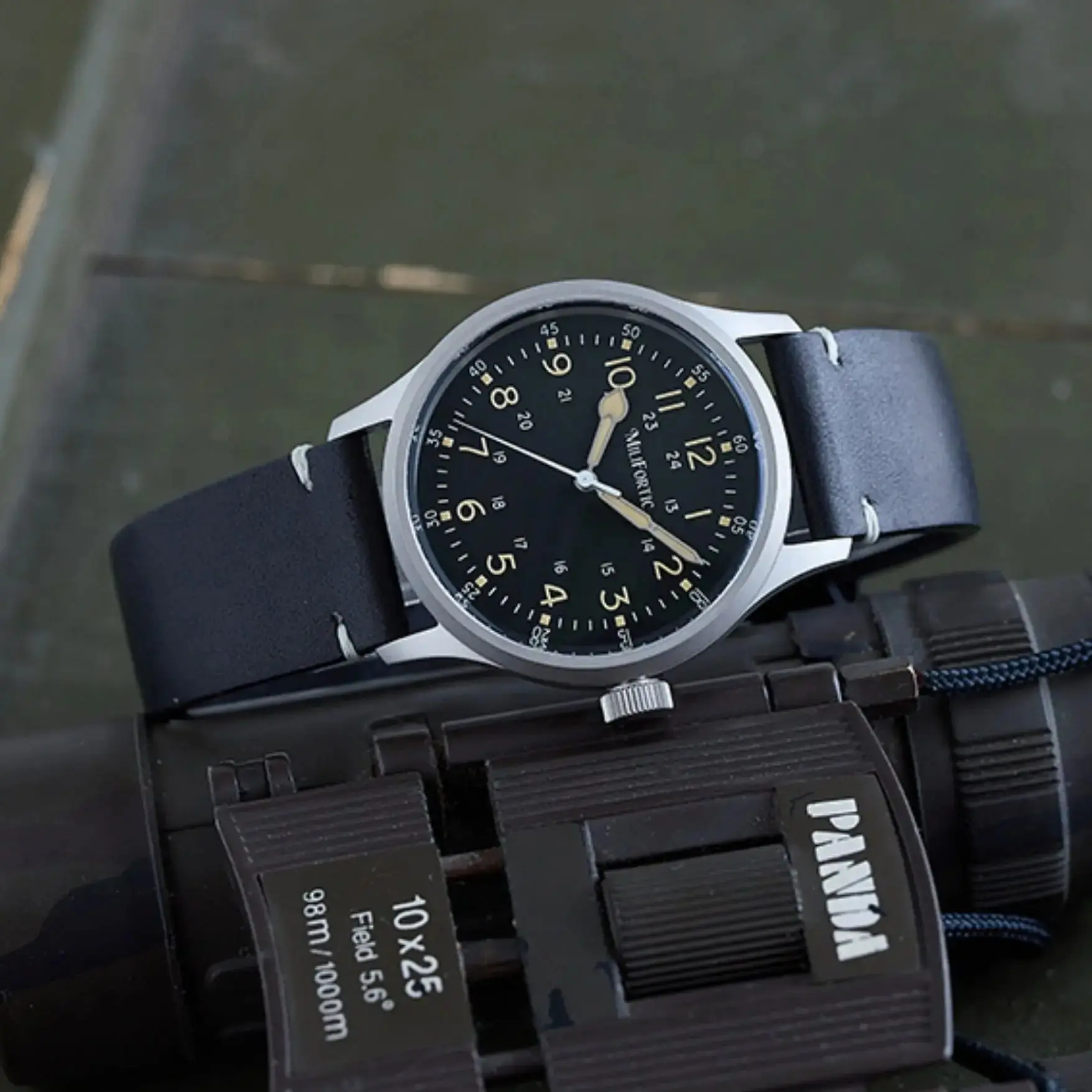 Milifortic Men Aviator Watch 38mm Quartz Wristwatch Sapphire Mirror 10ATM Waterproof VH31
