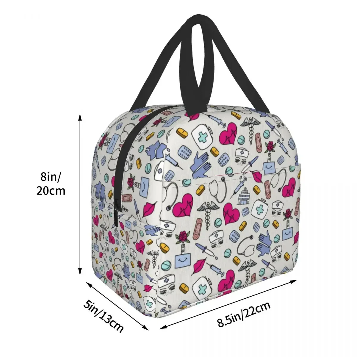 Nursing Pattern Nurse Thermal Insulated Lunch Bags Women Health Care Resuable Lunch Container for Kids School Children Food Box