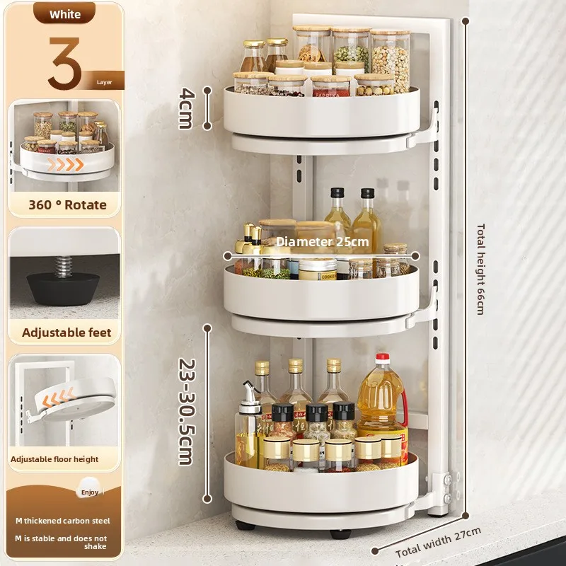 

Многофункциональная вращающаяся подставка для приправ, кухонная подставка для хранения специй на столешнице, угловая многофункциональная подставка для хранения.