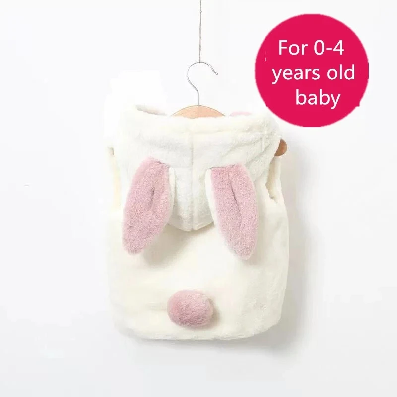 High Quality Girls' Foreign Flavor Plush Vest Winter New Children's Thickened Warm Vest Sweet Cute Style Baby Girl Hooded Vest