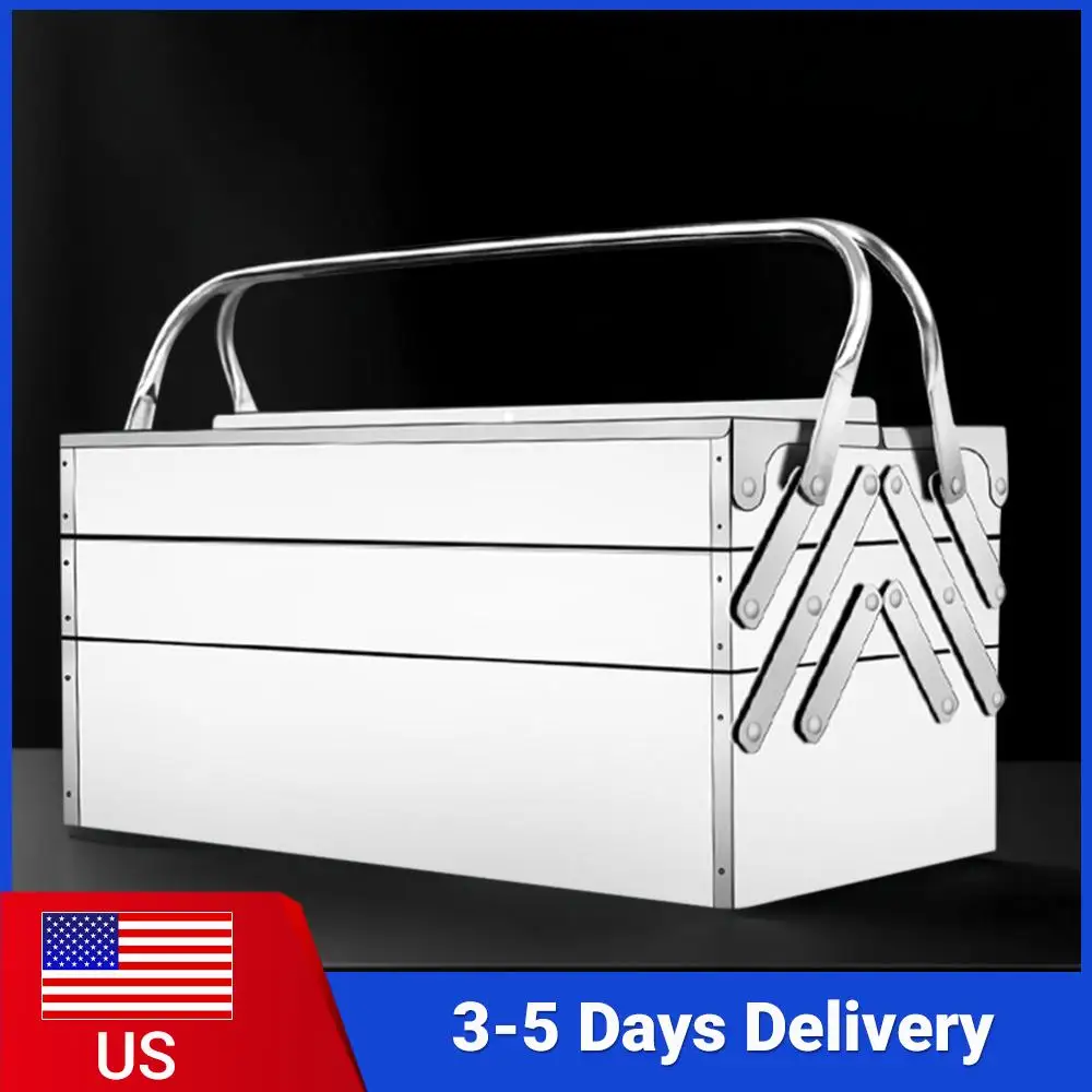 

Складной органайзер для инструментов из нержавеющей стали, 3 уровня, 5 выдвижных лотков, ящик для хранения оборудования для авторемонта