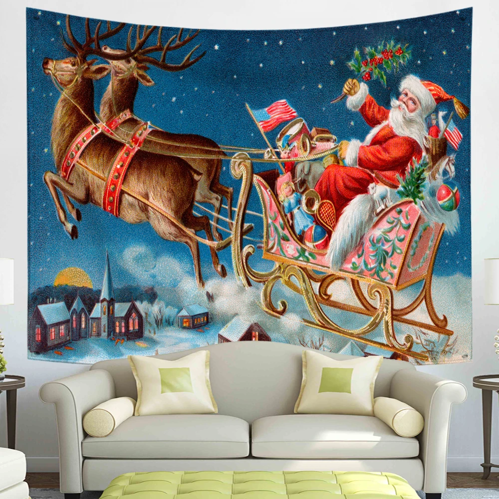 Christmas Tapestry Santa Claus Hanging Fireplace Home Decoration  Nativity scene Room Decor Snowman Christmas Tree Wall Tapestry