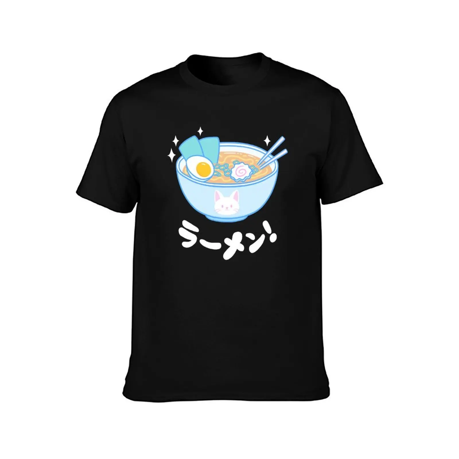 Cute Ramen Nikury T-Shirt, Summer Casual Cotton Tee, Oversized Streetwear Tops, Vintage Graphic Print, Loose Fit Short Sleeve
