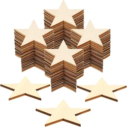 50PCS Unfinished Wooden Star Blank Natural Wood Slices for DIY Crafts Home Decoration Painting Staining